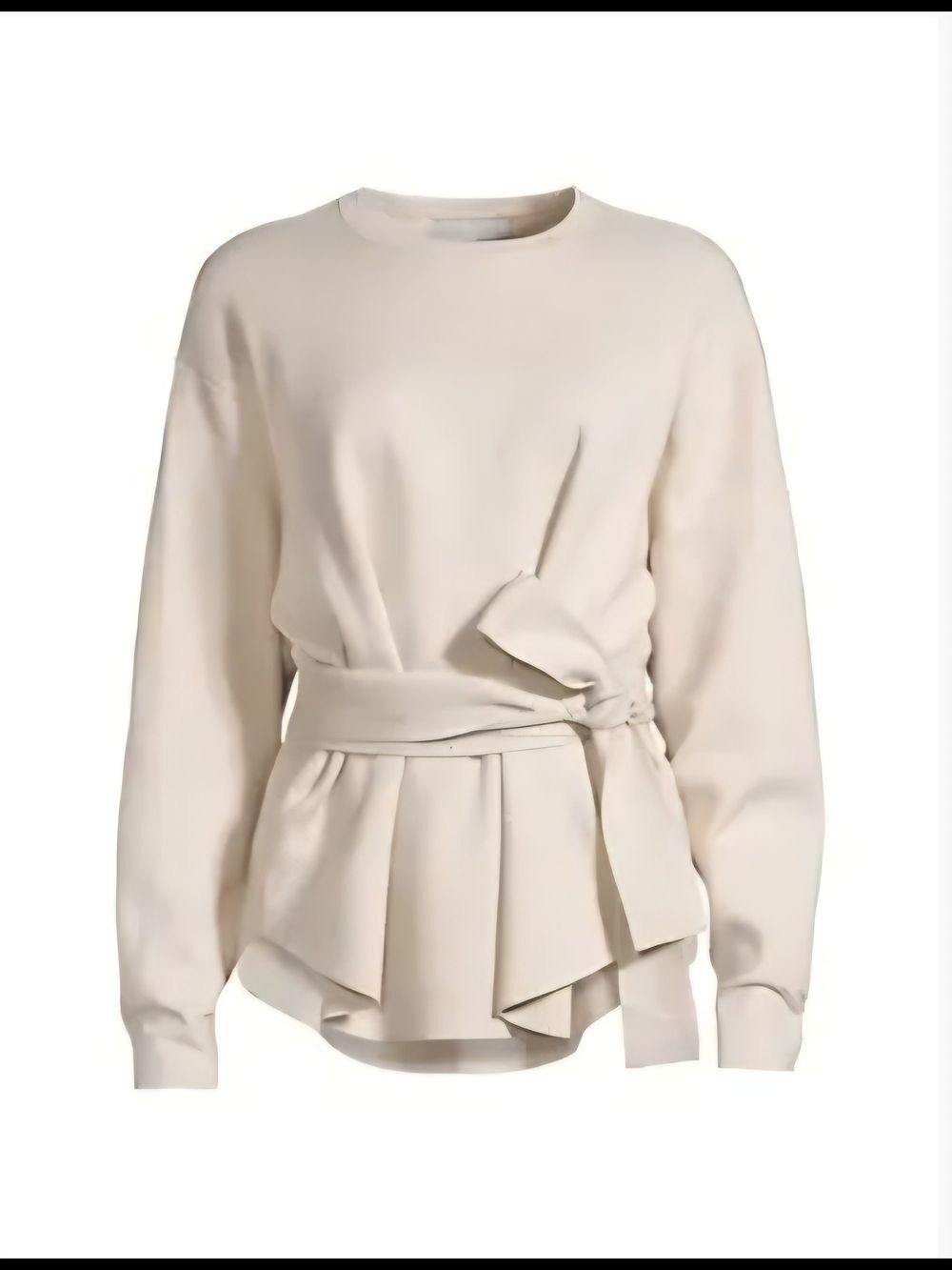 Modern Citizen Nara Tie-Front Knit Sweater Oatmeal Beige Minimalist Small S